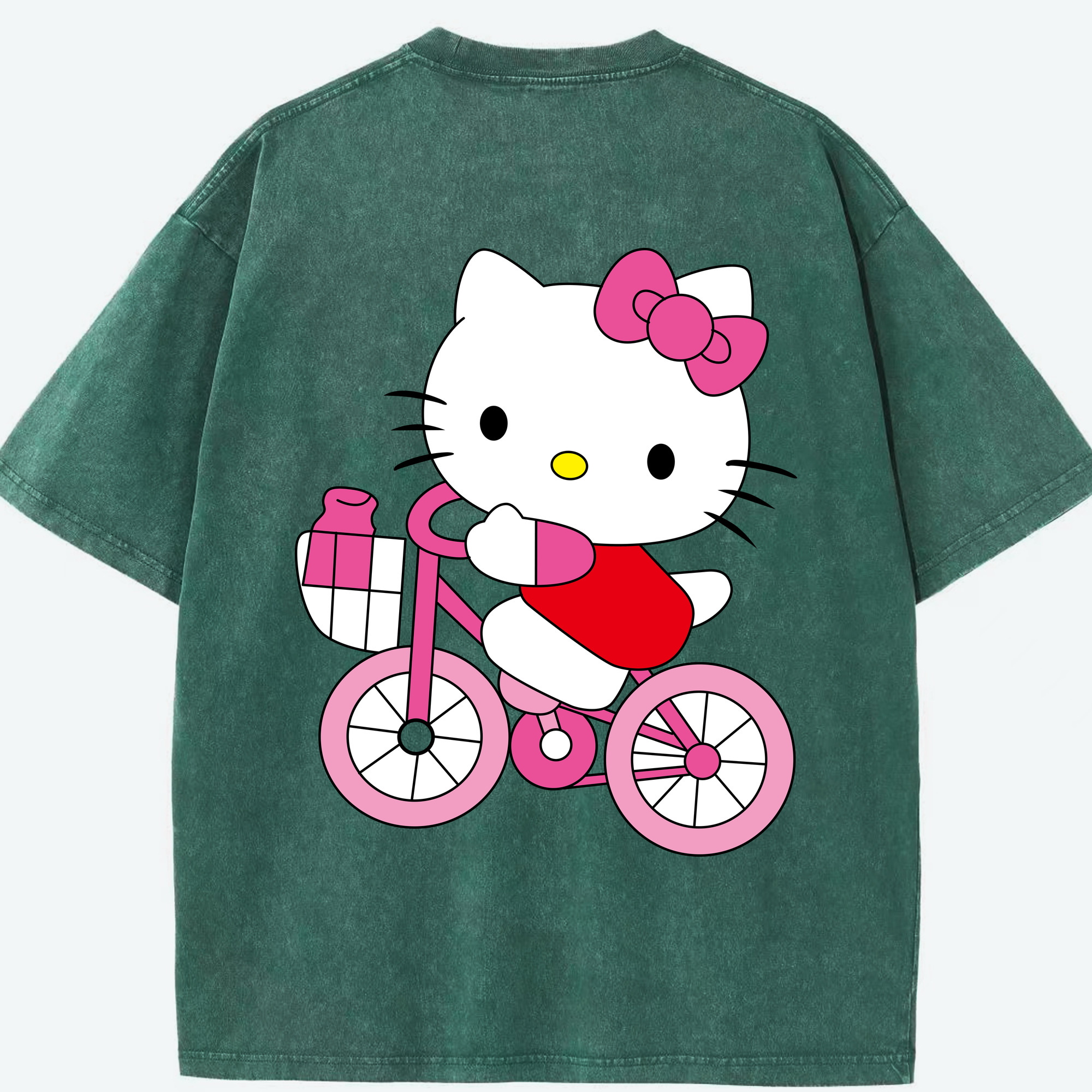 （画像用） Hello Kitty ハローキティ 綿100% ヴィンテージ風 半袖Tシャツ（背面プリント）